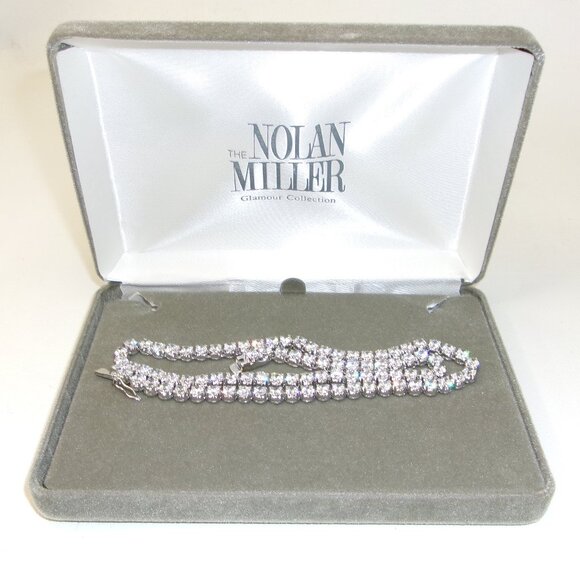 Nolan Miller Silver CZ 18" Tennis‎ Necklace Glamour Collection with Box - Picture 2 of 2